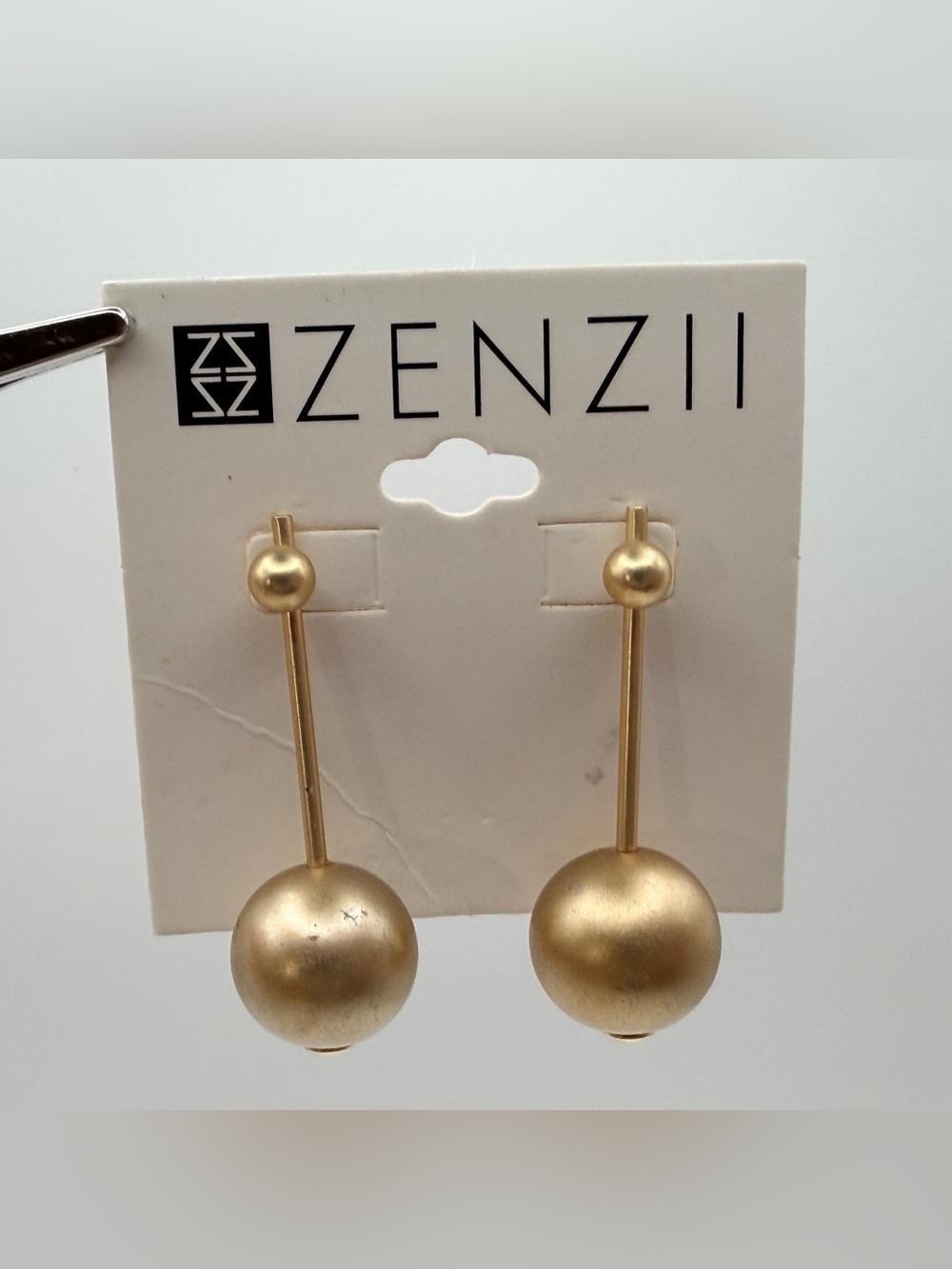 Zenzii Matte Gold Drop Sphere Earrings